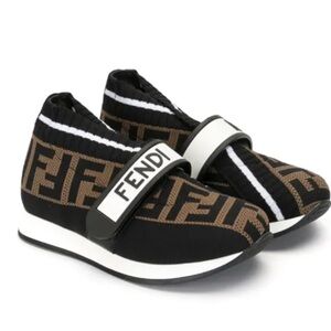 Fendi Kids Fendi Love touch strap sneakers size 34/2.5-3